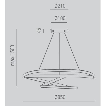 Gea Luce DIVA S/S TITANIO -  Lámpara de araña LED regulable DIVA LED/80W/230V gris
