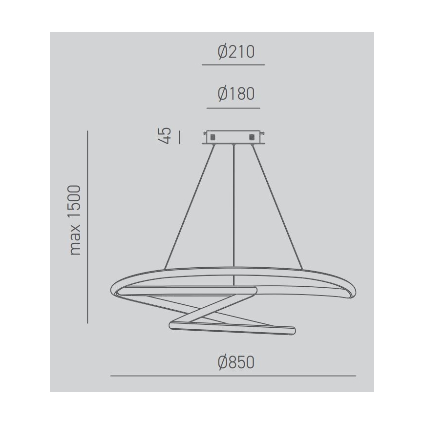 Gea Luce DIVA S/S TITANIO -  Lámpara de araña LED regulable DIVA LED/80W/230V gris