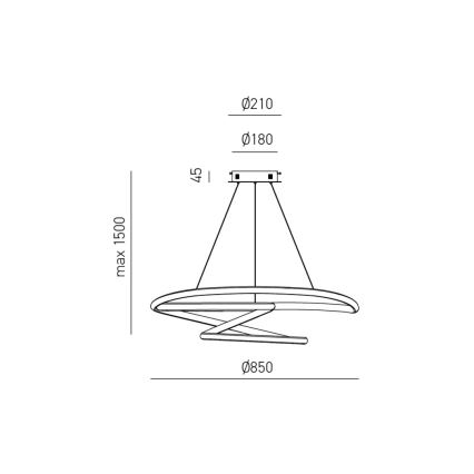Gea Luce DIVA S/S TITANIO -  Lámpara de araña LED regulable DIVA LED/80W/230V gris