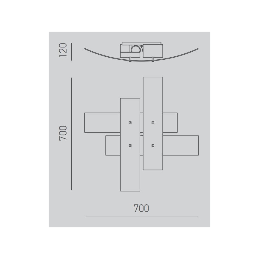 Gea Luce LARA P M arg - Plafón LARA 2xE27/70W/230V 70 cm plata