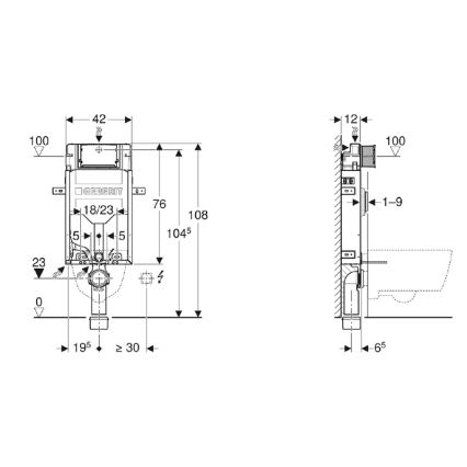 Geberit 110.302.00.5 - Módulo empotrado para inodoro suspendido Kombifix 108 cm