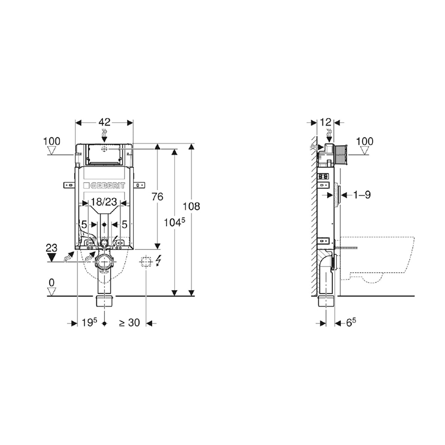 Geberit 110.302.00.5 - Módulo empotrado para inodoro suspendido Kombifix 108 cm
