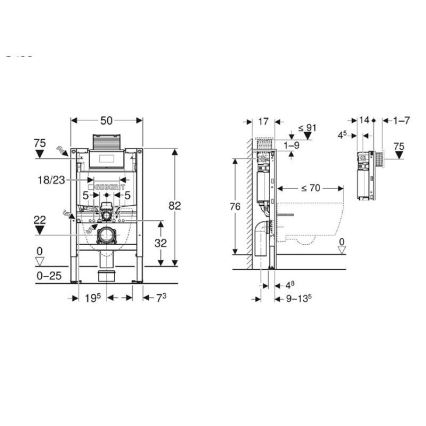 Geberit 111.003.00.2 - Módulo empotrado Duofix 82 cm para inodoro suspendido