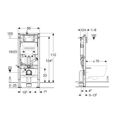 Geberit 111.364.00.6 - Módulo empotrado para inodoro suspendido Duofix 112 cm