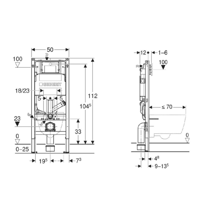 Geberit 111.364.00.6 - Módulo empotrado para inodoro suspendido Duofix 112 cm