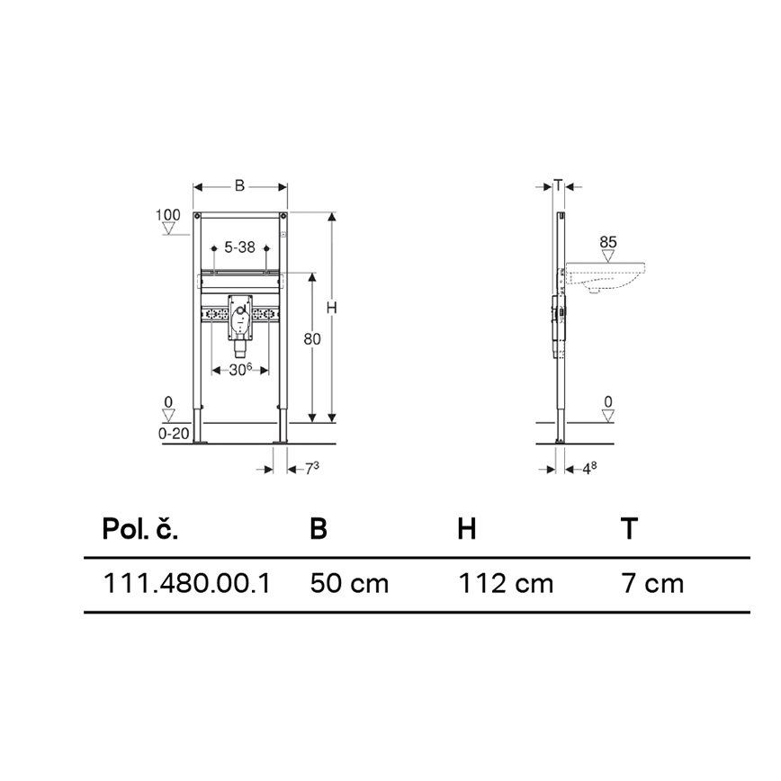 Geberit 111.480.00.1 - Módulo empotrado para lavabo suspendido Duofix 112 cm