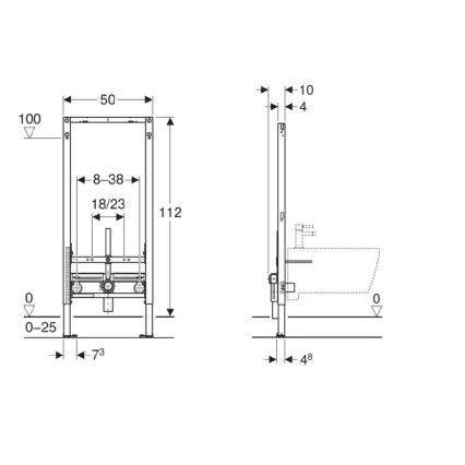 Geberit 111.510.00.2 - Módulo empotrado para bidé Duofix de 112 cm