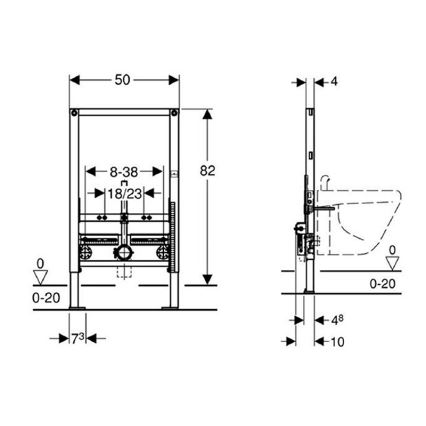 Geberit 111.515.00.1 - Módulo empotrado Duofix para bidé, 82 cm