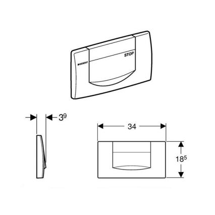 Geberit 115.222.11.1 - Pulsador de descarga 200F 34x18,5 blanco alpino