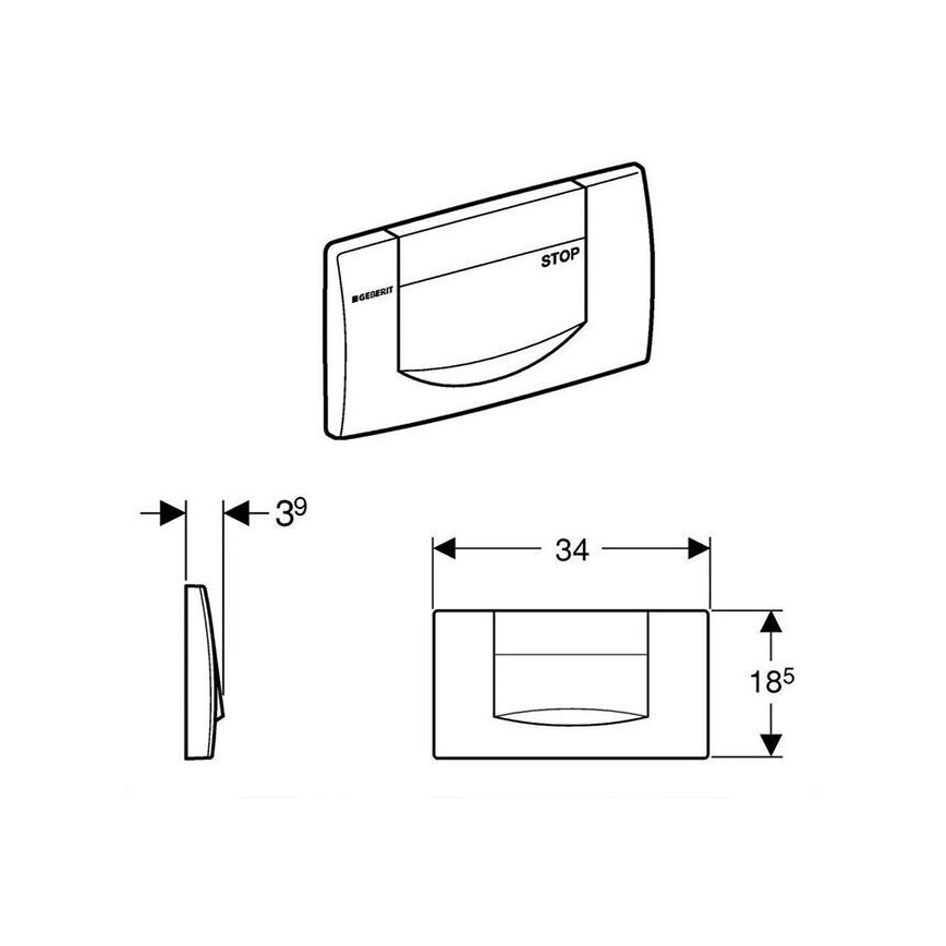 Geberit 115.222.11.1 - Pulsador de descarga 200F 34x18,5 blanco alpino