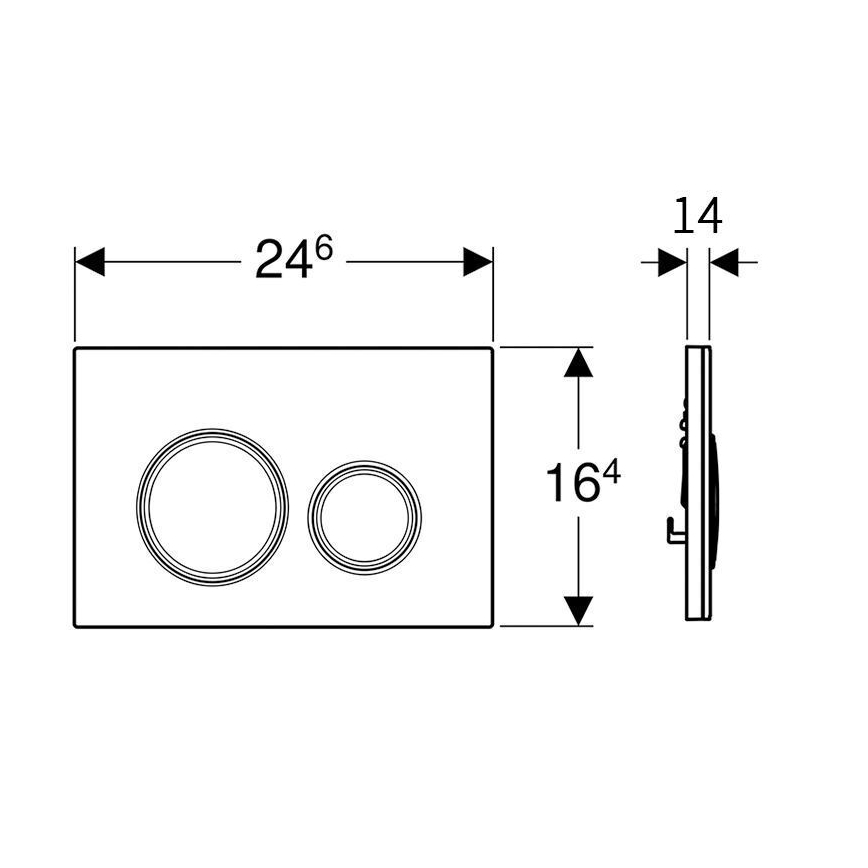 Geberit 115.884.SJ.1 - Pulsador de descarga Sigma50 24,6x16,4 cm negro/cromo brillante