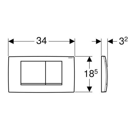 Geberit 115.899.KJ.1 - Pulsador de descarga Twinline30 34x18,5 cm blanco/cromado brillante