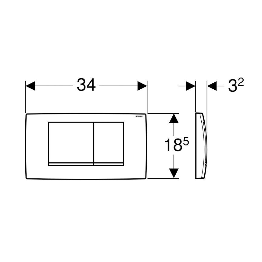 Geberit 115.899.KJ.1 - Pulsador de descarga Twinline30 34x18,5 cm blanco/cromado brillante