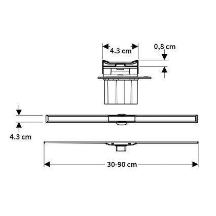 Geberit 154.451.KS.1 - Canal de desagüe CleanLine 130 x 4,3 cm, acero inoxidable