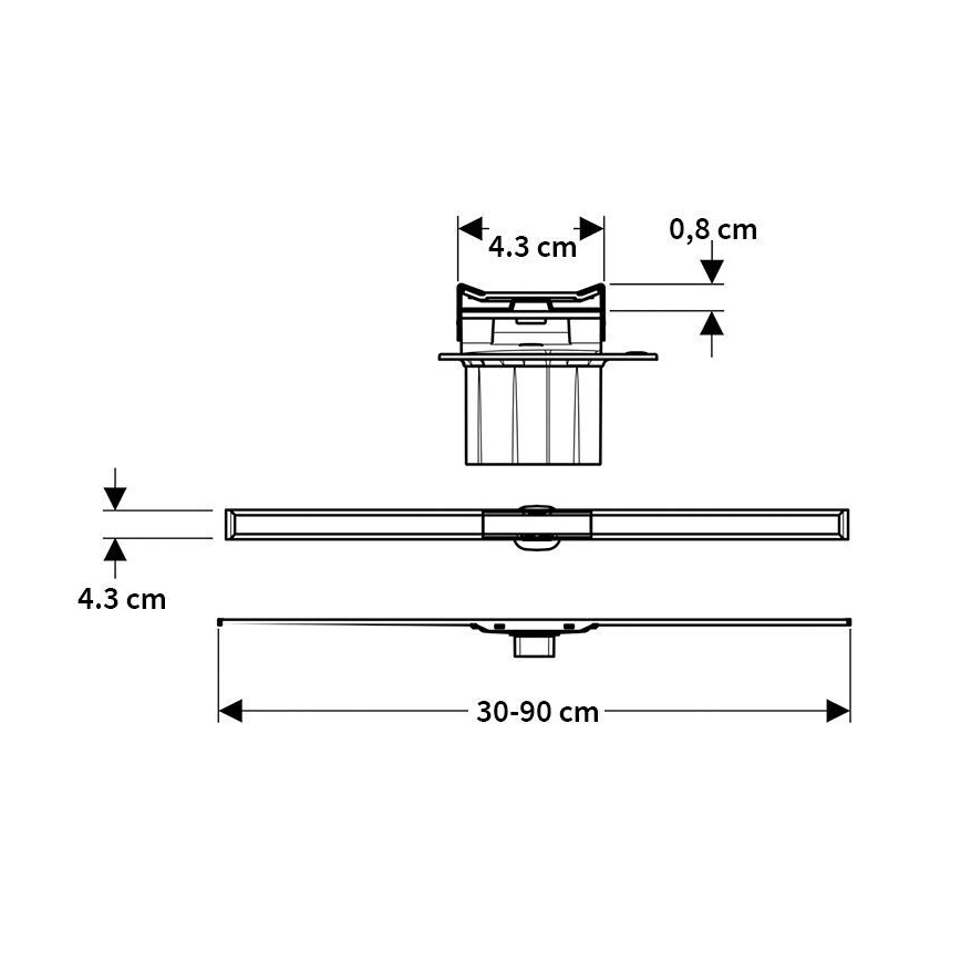 Geberit 154.453.KS.1 - Canal de desagüe CleanLine 90 x 0,8 cm acero inoxidable
