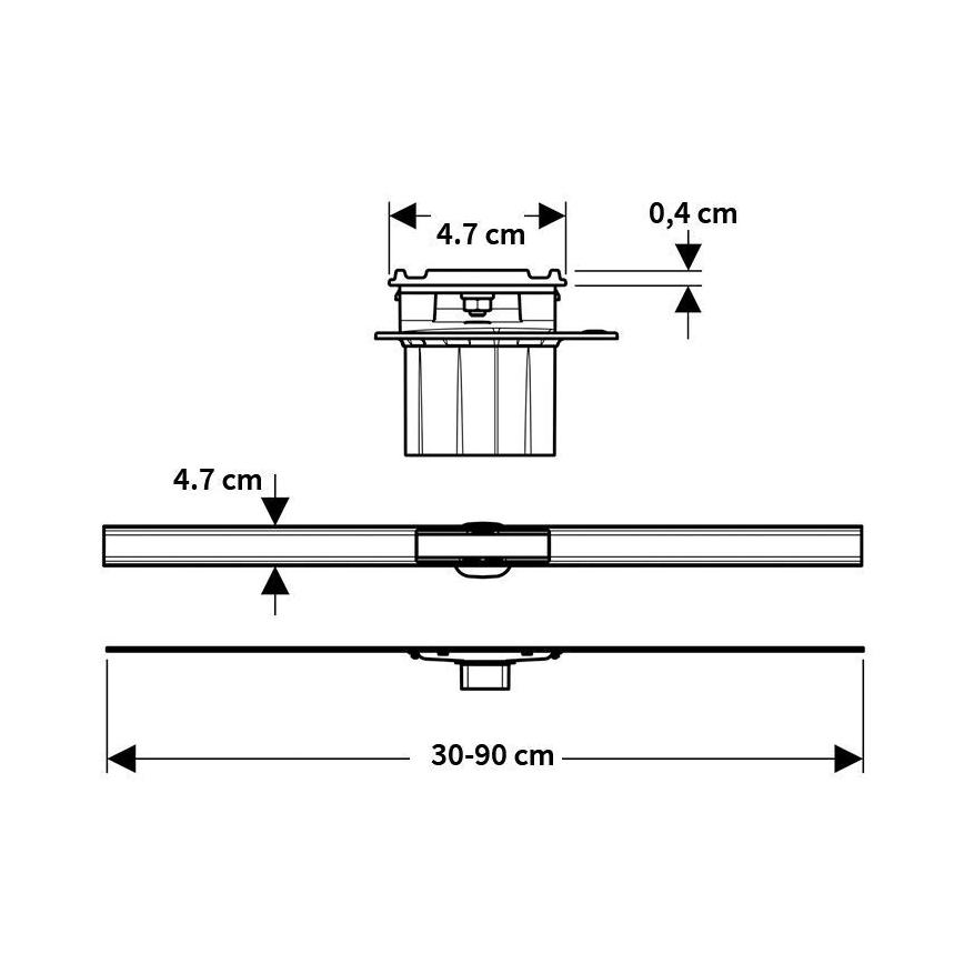 Geberit 154.458.00.1 - Canal de ducha CleanLine 90x4,7 cm acero inoxidable