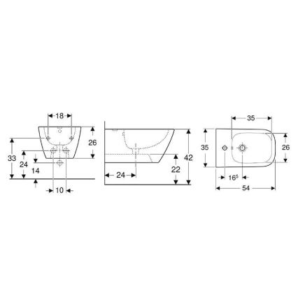 Geberit 500.209.01.1 - Bidé suspendido Smyle Square cerámica/blanco