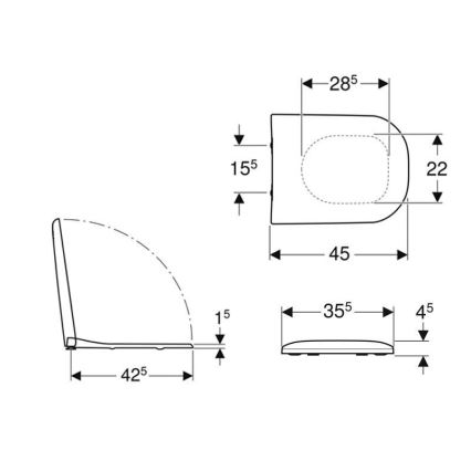 Geberit 500.235.01.1 - Asiento de inodoro Smyle de duroplástico/blanco
