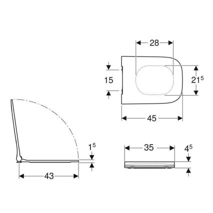 Geberit 500.240.01.1 - Asiento de inodoro SoftClose Smyle Square en duropolímero, blanco