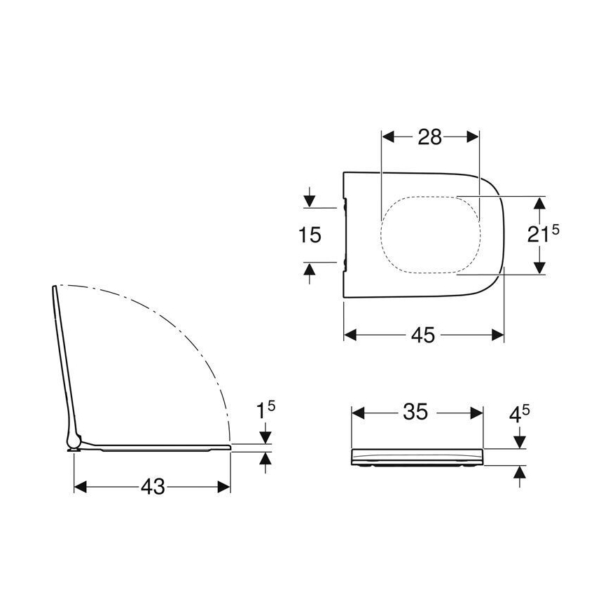 Geberit 500.240.01.1 - Asiento de inodoro SoftClose Smyle Square en duropolímero, blanco