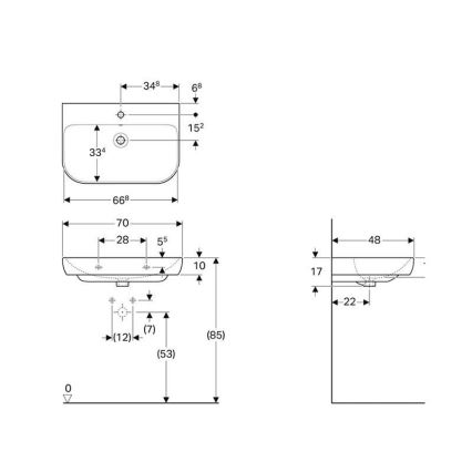 Geberit 500.248.01.1 - Lavabo suspendido Smyle 70x48 cm cerámica/blanco