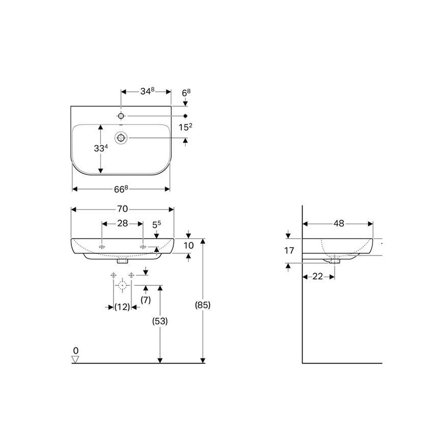 Geberit 500.248.01.1 - Lavabo suspendido Smyle 70x48 cm cerámica/blanco