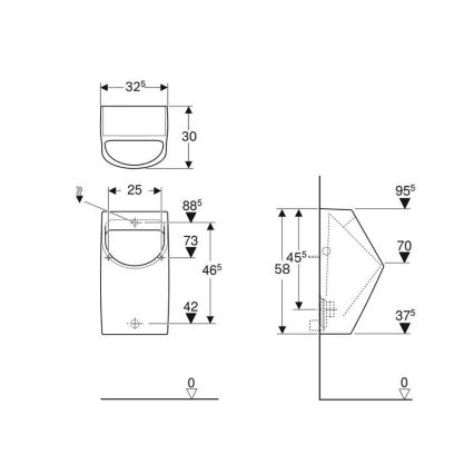 Geberit 500.254.01.1 - Urinario Smyle con entrada trasera y salida posterior, cerámica blanca