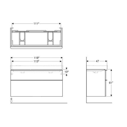 Geberit 500.356.00.1 - Mueble de baño para lavabo doble Smyle Square 61,7x118,4 cm blanco