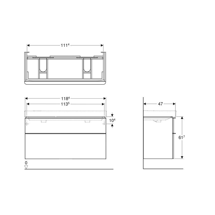 Geberit 500.356.00.1 - Mueble de baño para lavabo doble Smyle Square 61,7x118,4 cm blanco