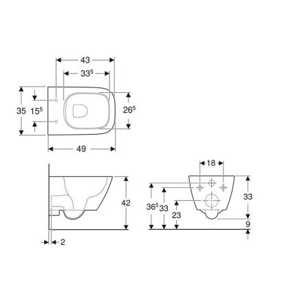 Geberit 500.379.01.1 - Inodoro suspendido Rimfree Smyle Square cerámica/blanco