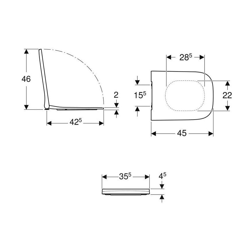 Geberit 500.687.01.1 - Asiento de inodoro SoftClose Smyle Square, duroplástico/blanco