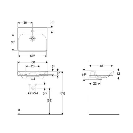 Geberit 501.732.00.1 - Lavabo suspendido Smyle Square 60x48 cm cerámica/blanco
