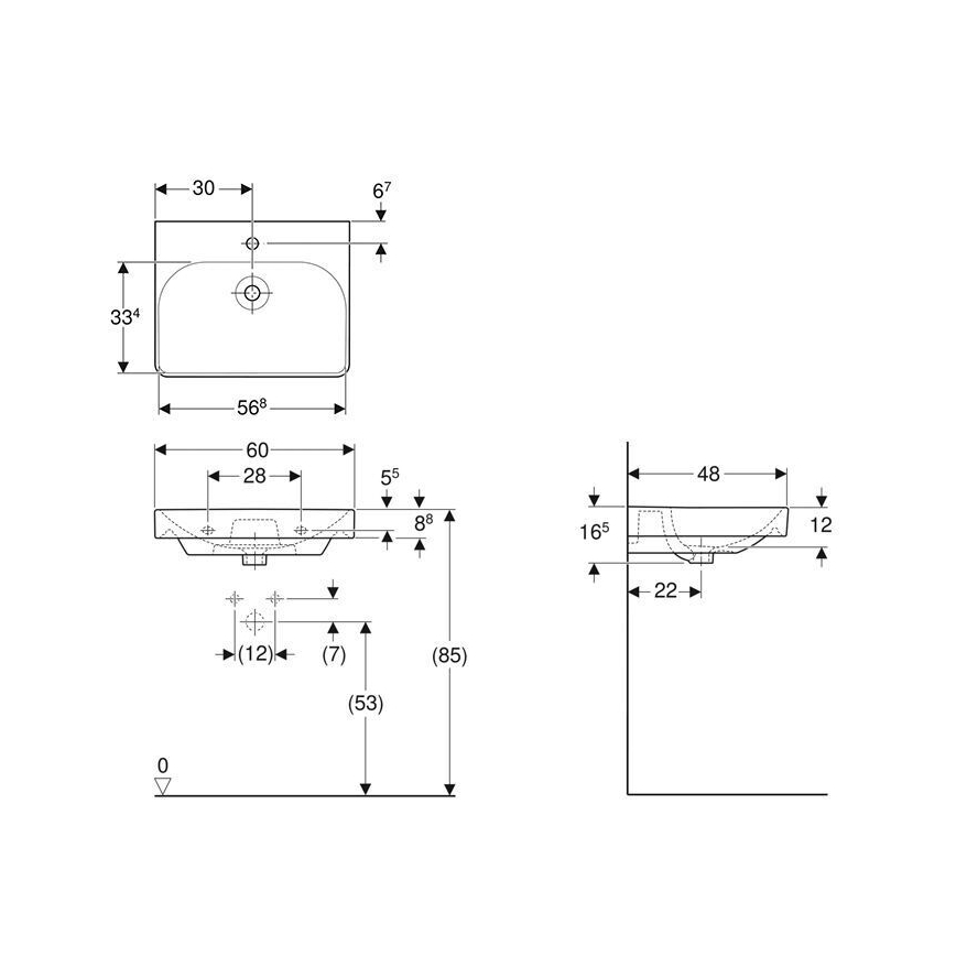Geberit 501.732.00.1 - Lavabo suspendido Smyle Square 60x48 cm cerámica/blanco