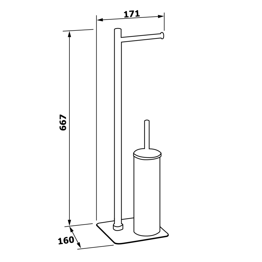 Gedy - Cepillo de inodoro de pie con soporte para papel higiénico FLORI, cromo brillante