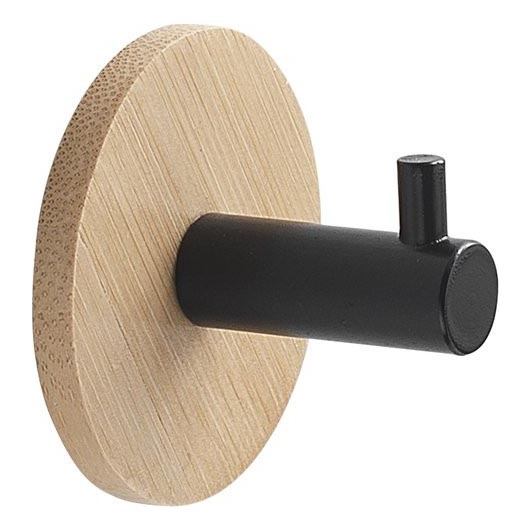 Gedy - Colgador de toallas adhesivo HIMALAYA negro/bambú