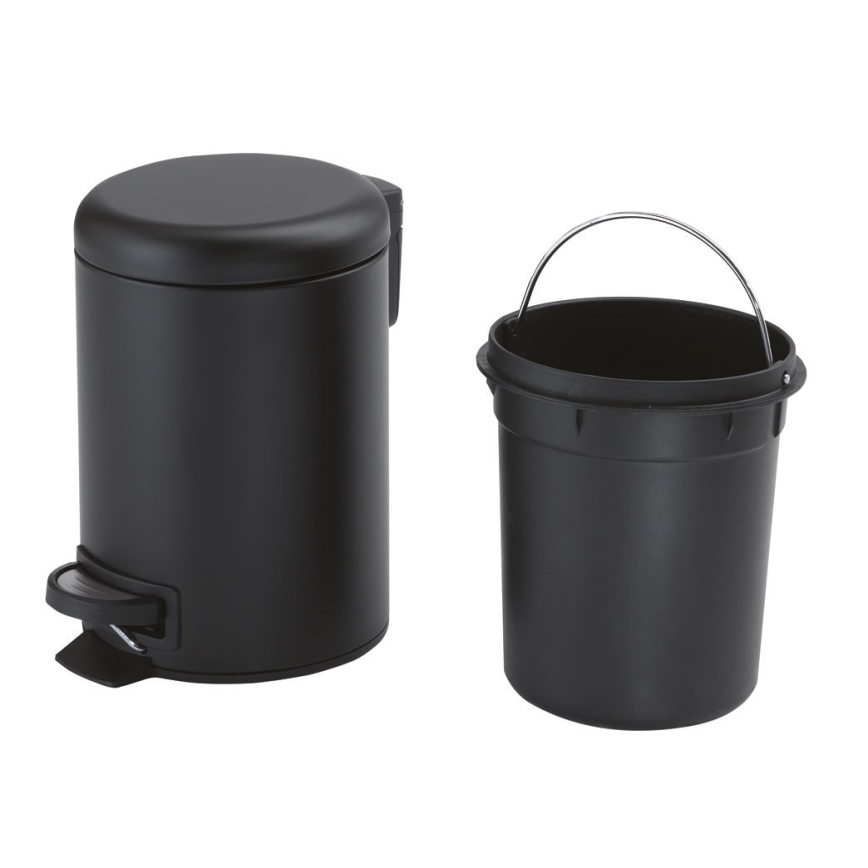 Gedy - Cubo de basura POTTY 3 l con cierre suave, negro mate