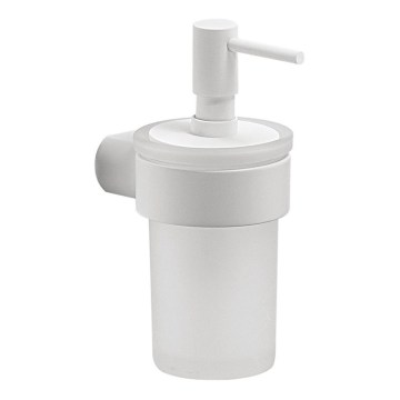 Gedy - Dispensador de jabón de pared PIRENEI 110 ml cristal opalino/blanco mate