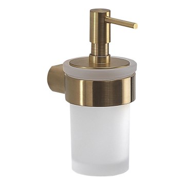 Gedy - Dispensador de jabón de pared PIRENEI 110 ml vidrio esmerilado/oro mate