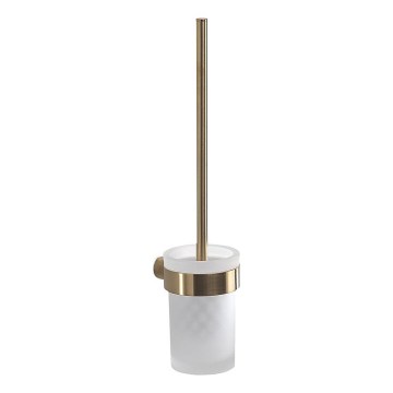 Gedy - Escobilla de WC de pared PIRENEI cristal opalino/dorado mate