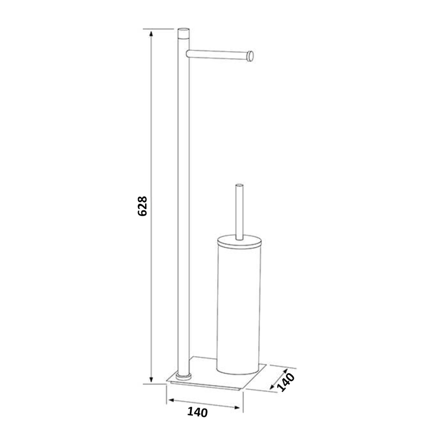 Gedy - Escobilla de WC de pie con portarrollos TRILLY gris metalizado