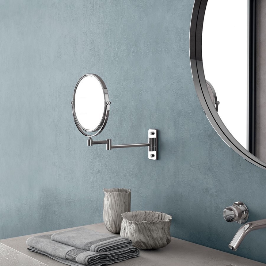 Gedy - Espejo cosmético de pared GAIA cromo brillante