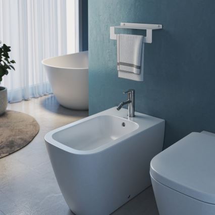 Gedy - Estante con toallero CLEO 30 cm blanco mate