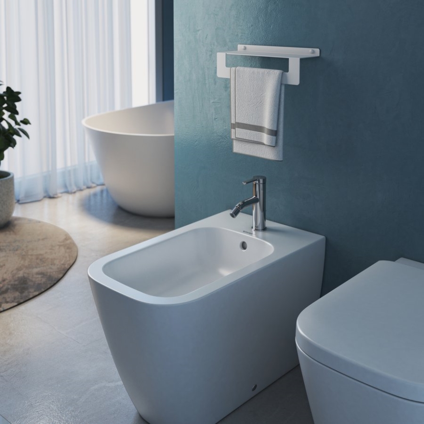 Gedy - Estante con toallero CLEO 30 cm blanco mate