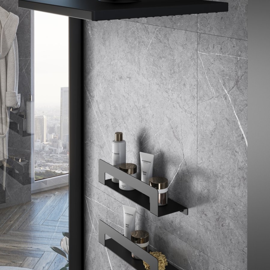 Gedy - Estante con toallero CLEO 30 cm negro mate