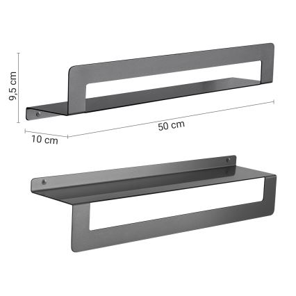 Gedy - Estante con toallero CLEO 50 cm gris metalizado