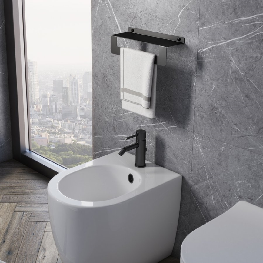 Gedy - Estante con toallero CLEO 50 cm negro mate