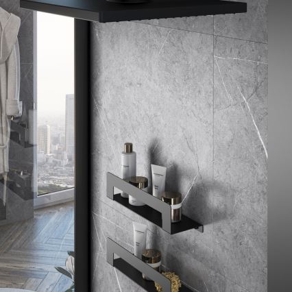 Gedy - Estante con toallero CLEO 50 cm negro mate