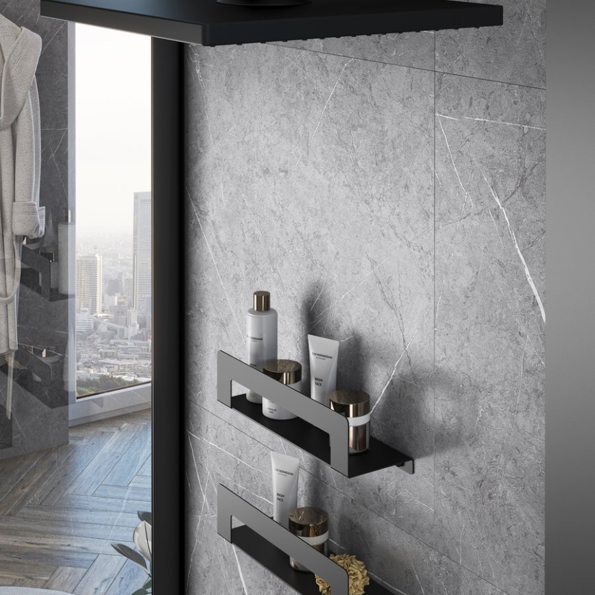 Gedy - Estante con toallero CLEO 50 cm negro mate