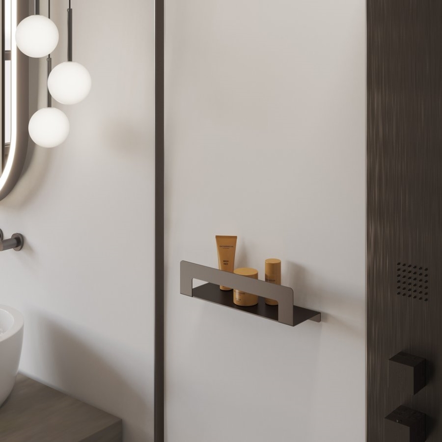 Gedy - Estante con toallero CLEO de 30 cm, gris metálico