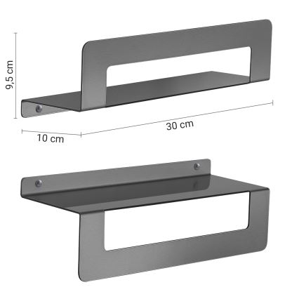 Gedy - Estante con toallero CLEO de 30 cm, gris metálico